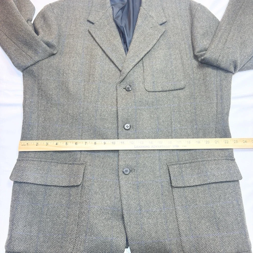 J. Crew Mens XL Gray Herringbone Wool 3 Button Tweed Blazer Sport Coat 48